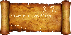 Kubányi Terézia névjegykártya