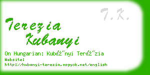 terezia kubanyi business card